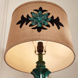 Lark Vintage Green Resin Table Lamp with Linen Fabric Bell Shade for Bedside Lighting