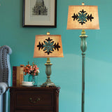 Lark Vintage Green Resin Table Lamp with Linen Fabric Bell Shade for Bedside Lighting