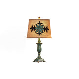Lark Vintage Green Resin Table Lamp with Linen Fabric Bell Shade for Bedside Lighting