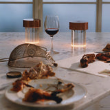 Modern Rechargeable LED Portable Table Lamp with Elegant Crystal Glass Column Design