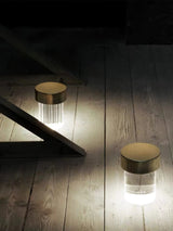 Modern Rechargeable LED Portable Table Lamp with Elegant Crystal Glass Column Design