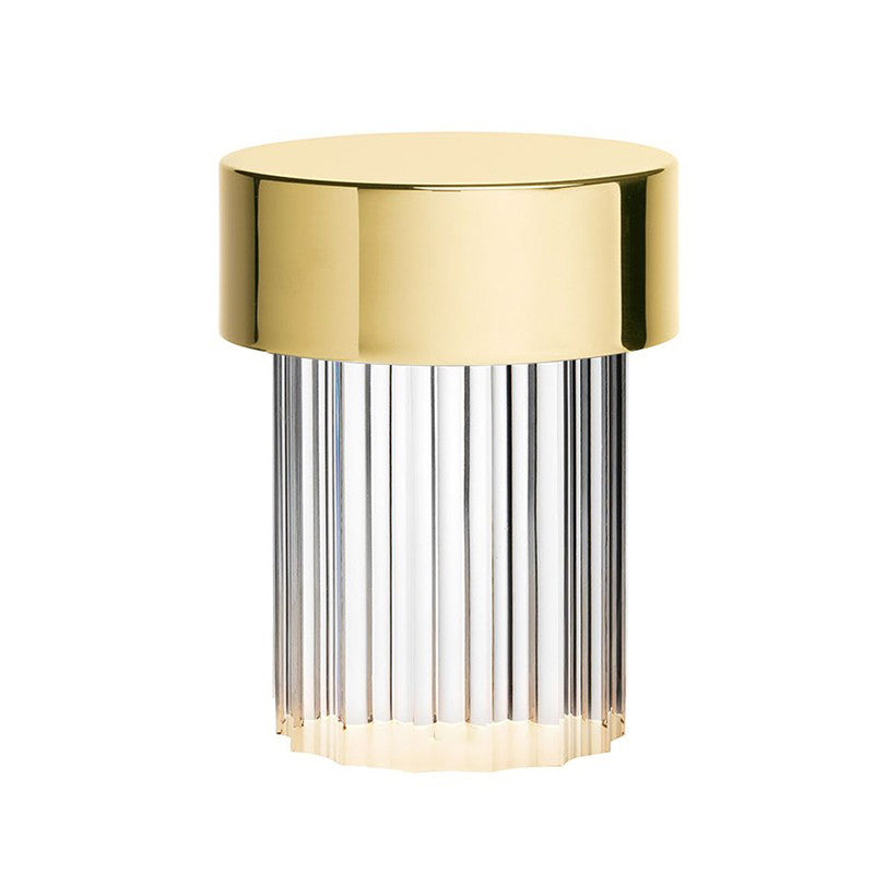 Modern Rechargeable LED Portable Table Lamp with Elegant Crystal Glass Column Design