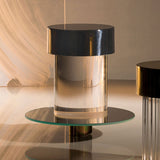 Modern Rechargeable LED Portable Table Lamp with Elegant Crystal Glass Column Design