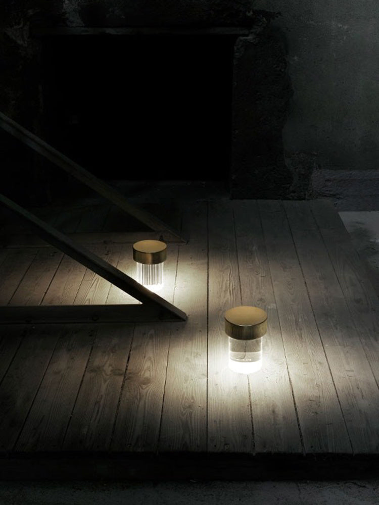 Modern Rechargeable LED Portable Table Lamp with Elegant Crystal Glass Column Design