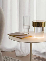 Modern Rechargeable LED Portable Table Lamp with Elegant Crystal Glass Column Design