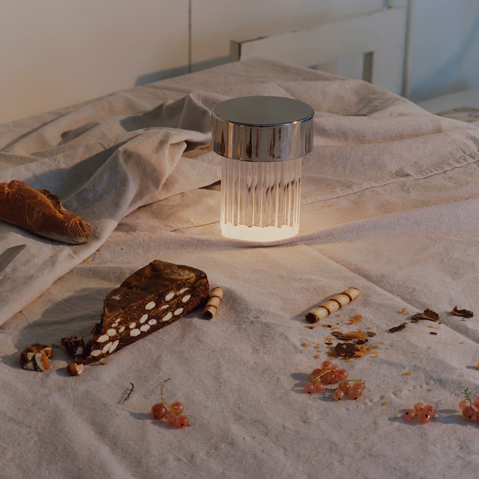 Modern Rechargeable LED Portable Table Lamp with Elegant Crystal Glass Column Design