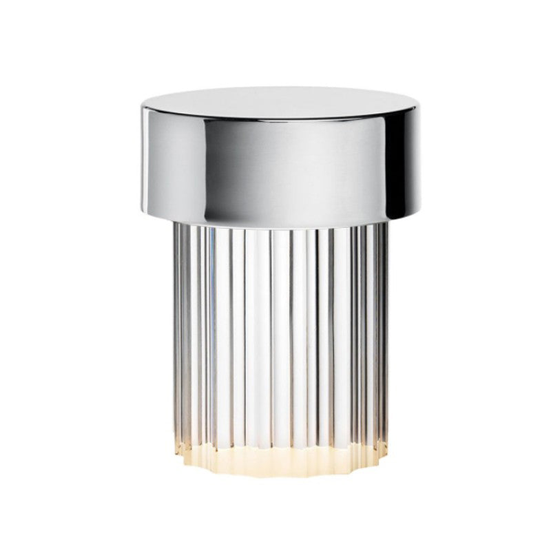Modern Rechargeable LED Portable Table Lamp with Elegant Crystal Glass Column Design
