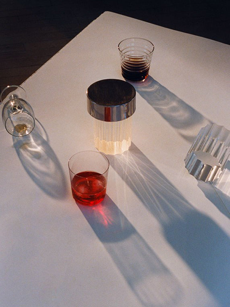 Modern Rechargeable LED Portable Table Lamp with Elegant Crystal Glass Column Design