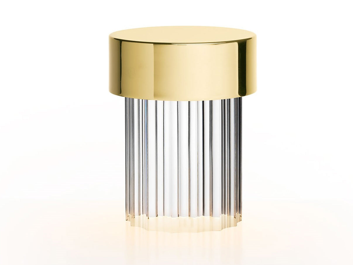 Modern Rechargeable LED Portable Table Lamp with Elegant Crystal Glass Column Design