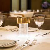 Modern Rechargeable LED Portable Table Lamp with Elegant Crystal Glass Column Design