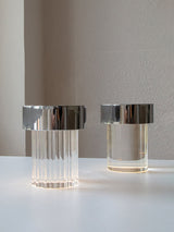 Modern Rechargeable LED Portable Table Lamp with Elegant Crystal Glass Column Design