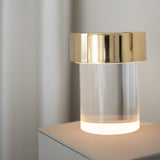 Modern Rechargeable LED Portable Table Lamp with Elegant Crystal Glass Column Design