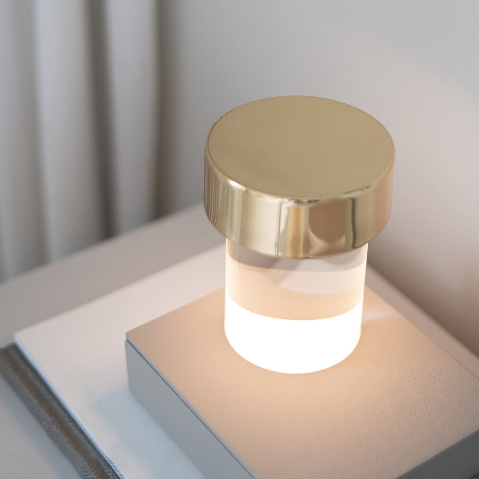 Modern Rechargeable LED Portable Table Lamp with Elegant Crystal Glass Column Design