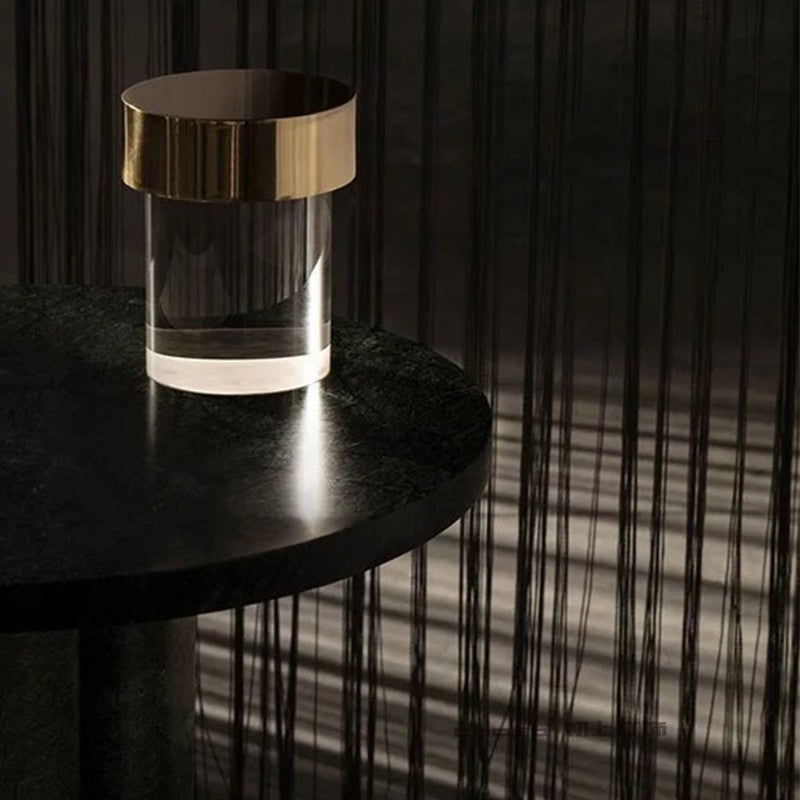 Modern Rechargeable LED Portable Table Lamp with Elegant Crystal Glass Column Design