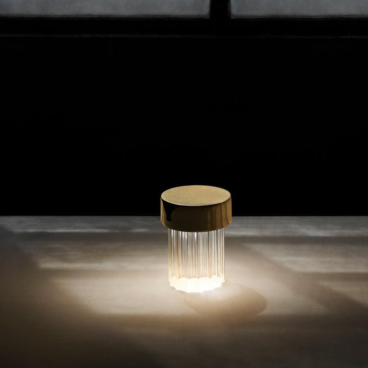 Modern Rechargeable LED Portable Table Lamp with Elegant Crystal Glass Column Design