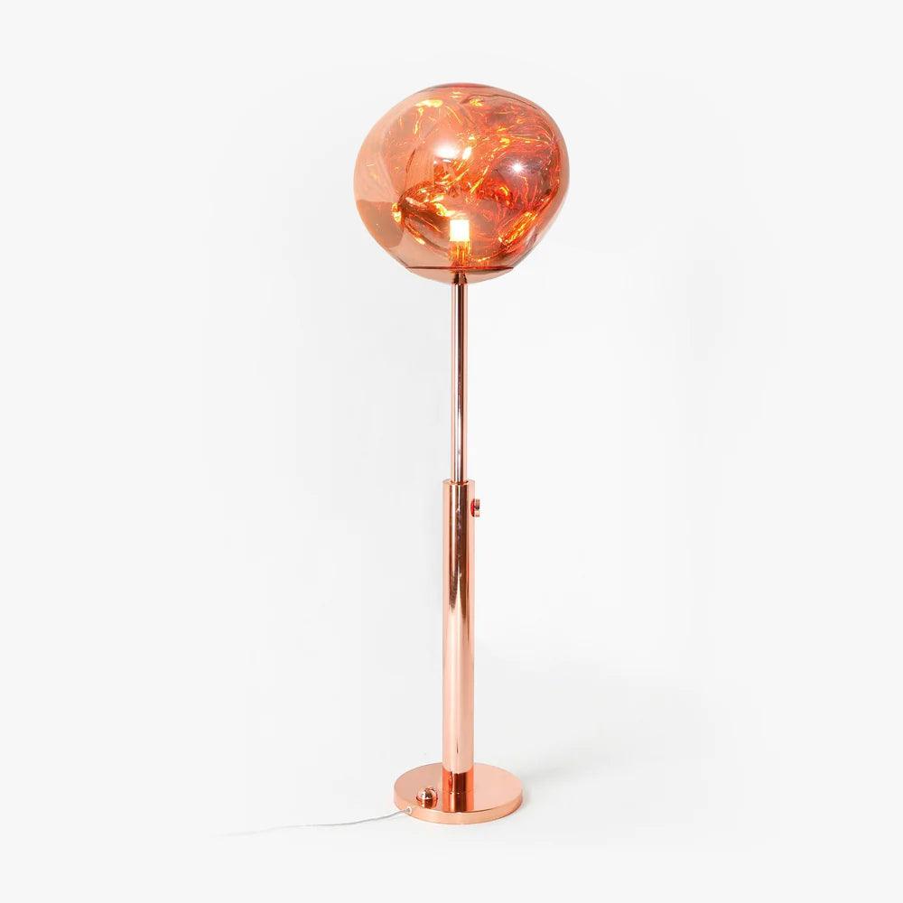 Modern Molten Lava Art Floor Standing Lamp with Spherical Metallic Shade