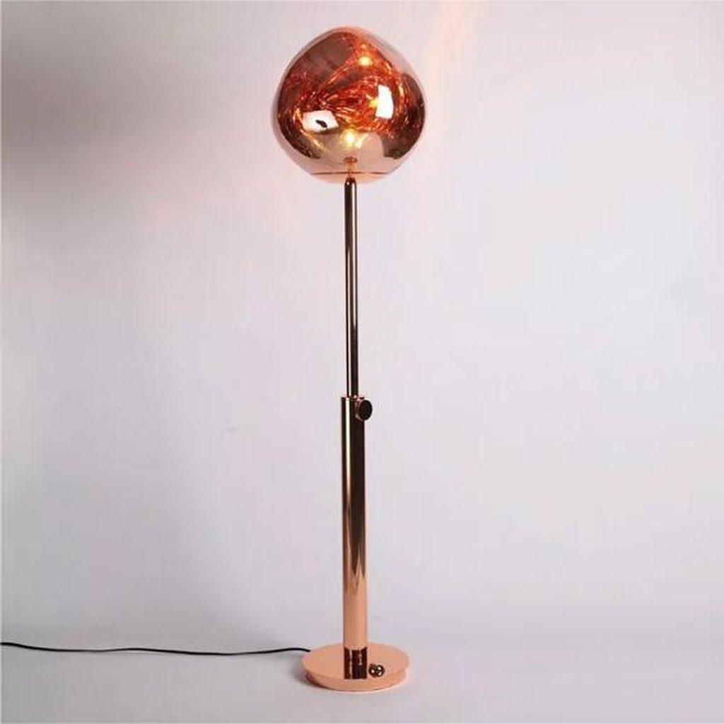 Modern Molten Lava Art Floor Standing Lamp with Spherical Metallic Shade