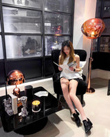 Modern Molten Lava Art Floor Standing Lamp with Spherical Metallic Shade