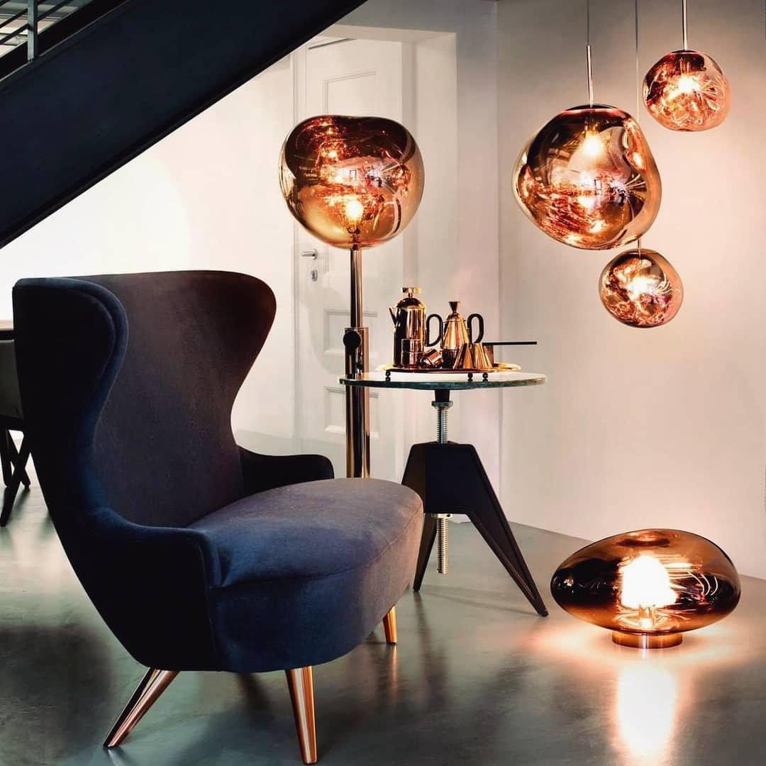 Modern Molten Lava Art Floor Standing Lamp with Spherical Metallic Shade