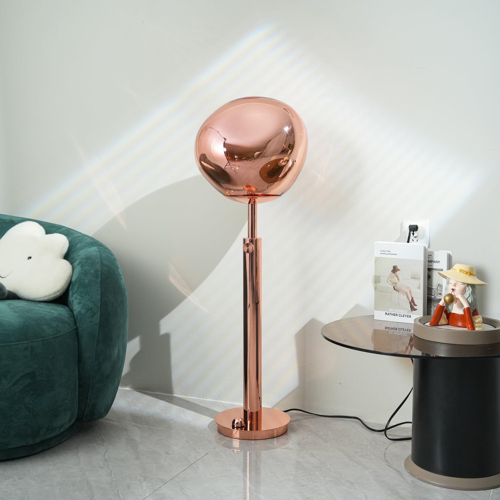 Modern Molten Lava Art Floor Standing Lamp with Spherical Metallic Shade