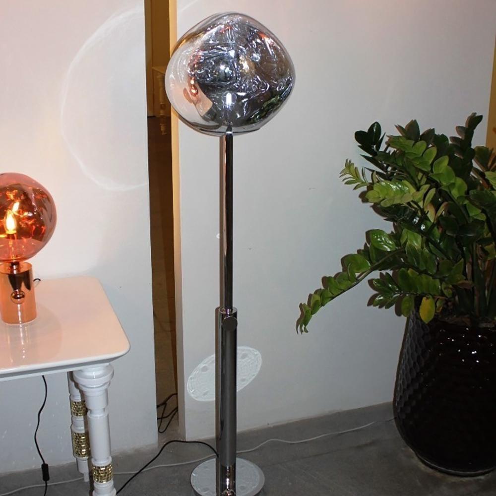 Modern Molten Lava Art Floor Standing Lamp with Spherical Metallic Shade