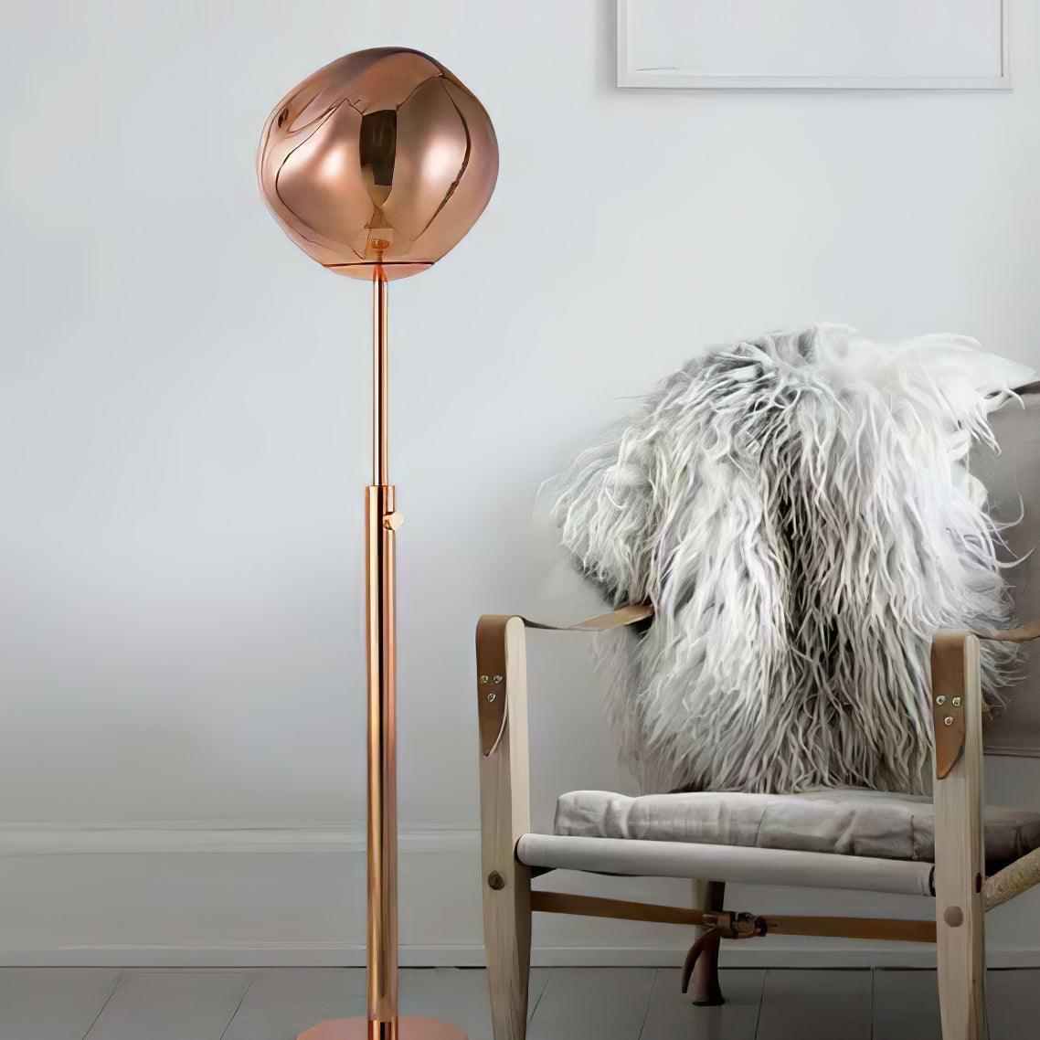 Modern Molten Lava Art Floor Standing Lamp with Spherical Metallic Shade