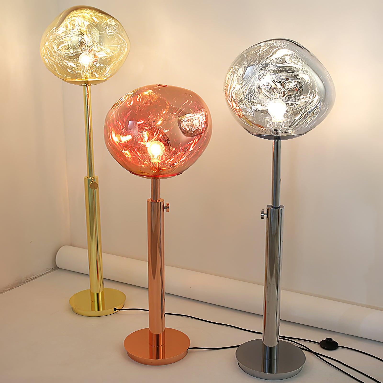 Modern Molten Lava Art Floor Standing Lamp with Spherical Metallic Shade