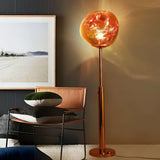 Modern Molten Lava Art Floor Standing Lamp with Spherical Metallic Shade