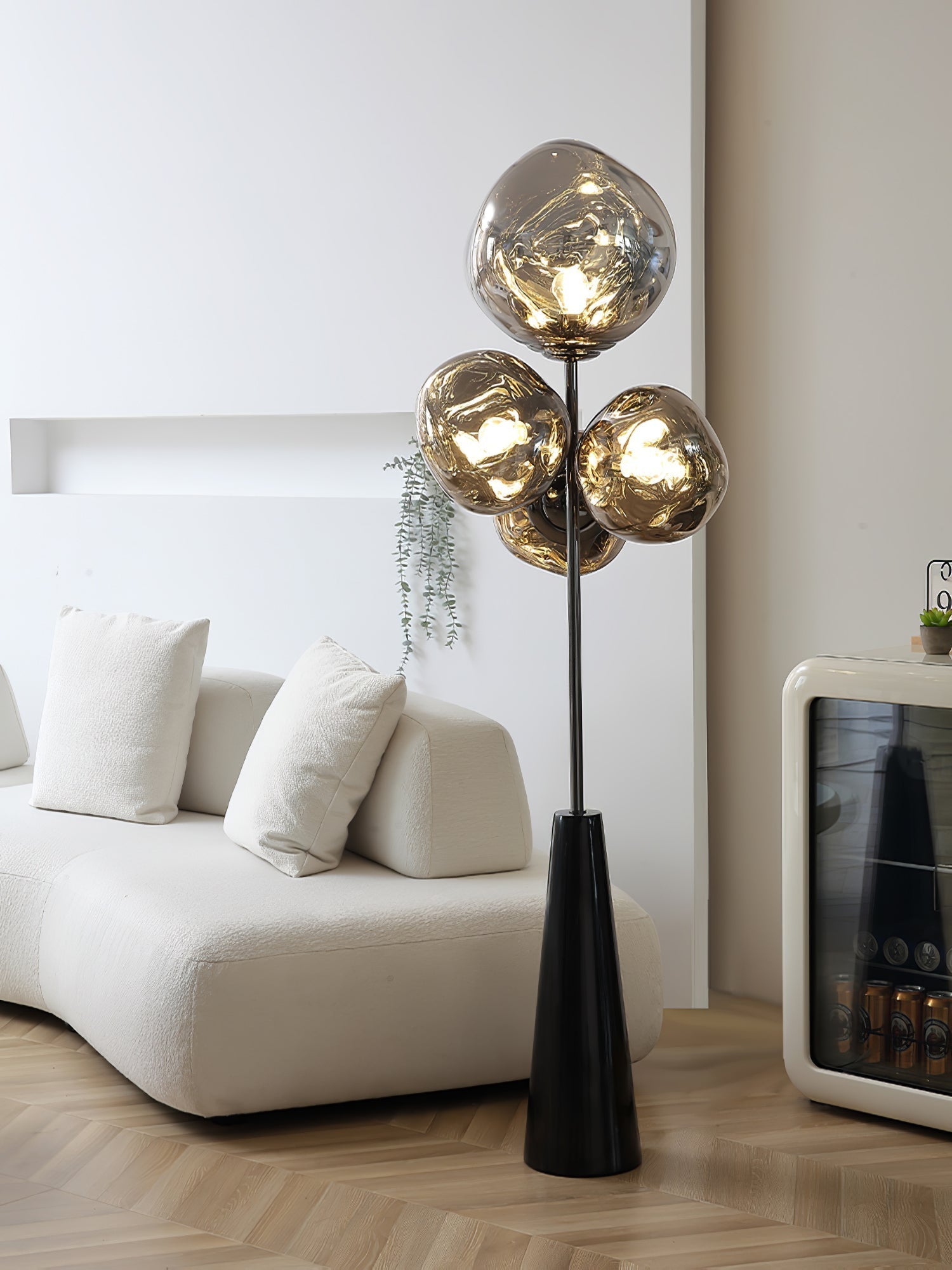 Decorative Melting Glass Column Floor Lamp Standing Light with Marble Base