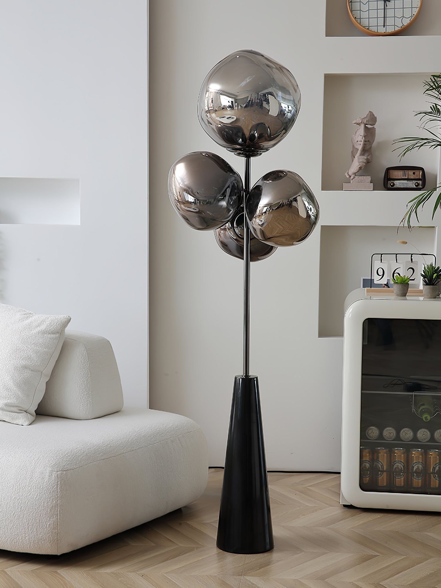 Decorative Melting Glass Column Floor Lamp Standing Light with Marble Base