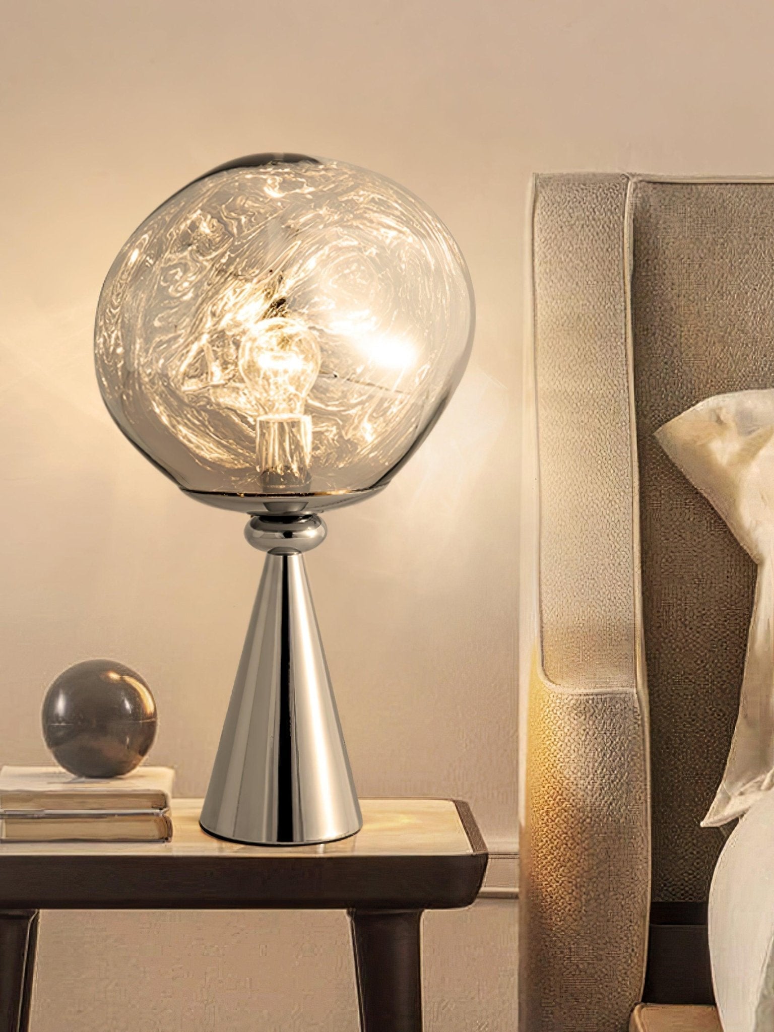 Contemporary Molten Glass Lava Cone Table Lamp for Modern Ambient Lighting
