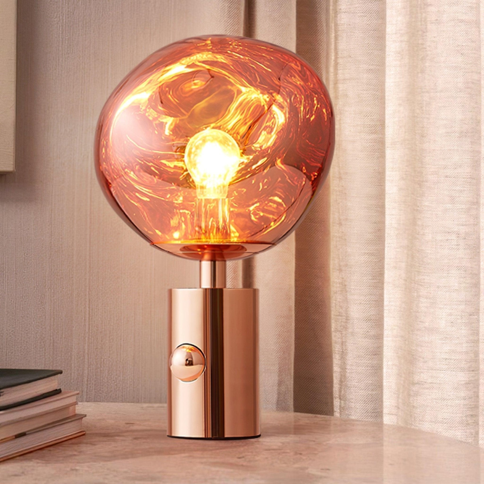 Modern Irregular Glass Lava Table Lamp with Reflective Chrome Finish for Home Decor