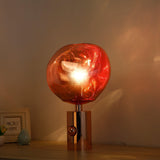 Modern Irregular Glass Lava Table Lamp with Reflective Chrome Finish for Home Decor