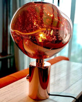 Modern Irregular Glass Lava Table Lamp with Reflective Chrome Finish for Home Decor