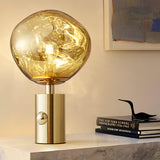 Modern Irregular Glass Lava Table Lamp with Reflective Chrome Finish for Home Decor