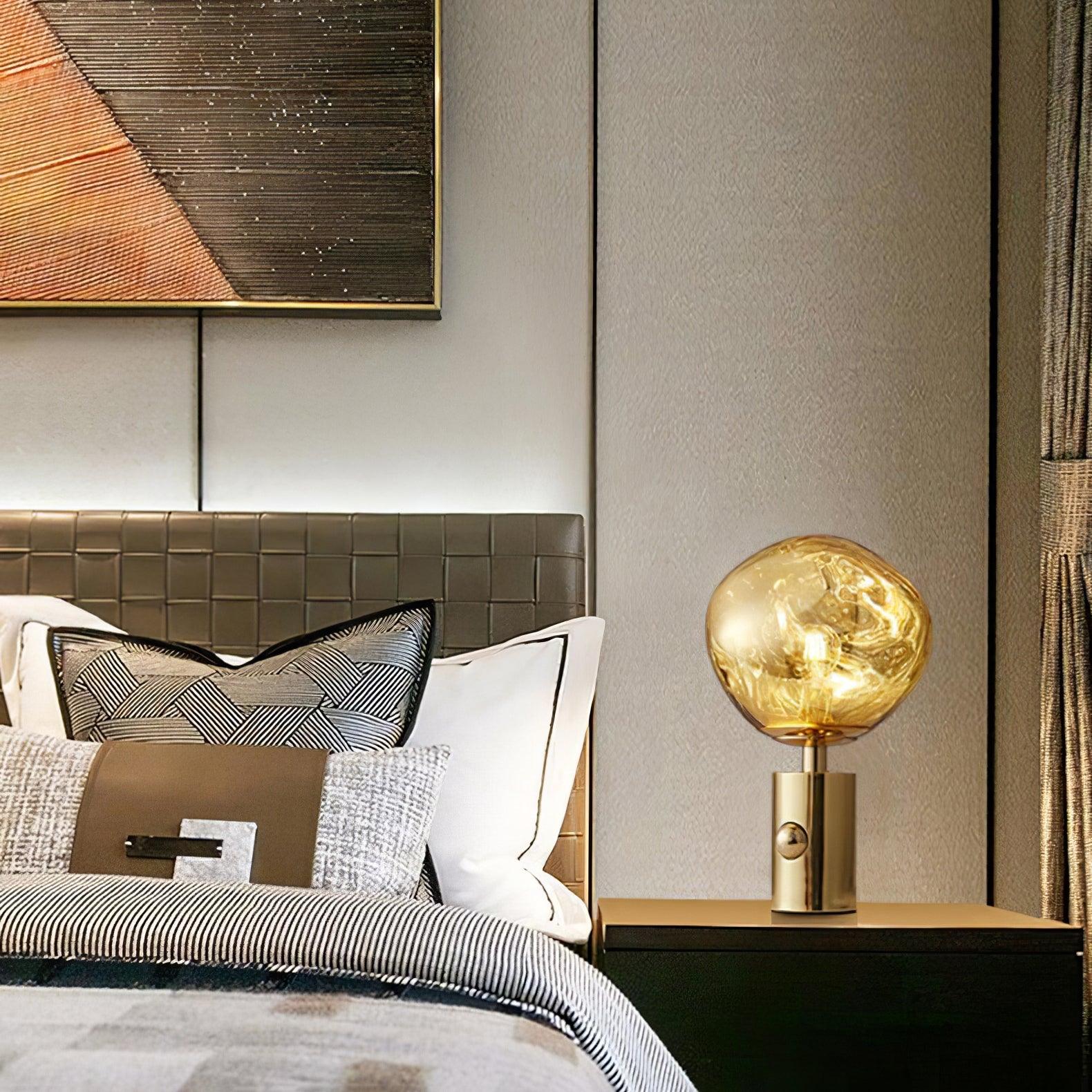 Modern Irregular Glass Lava Table Lamp with Reflective Chrome Finish for Home Decor