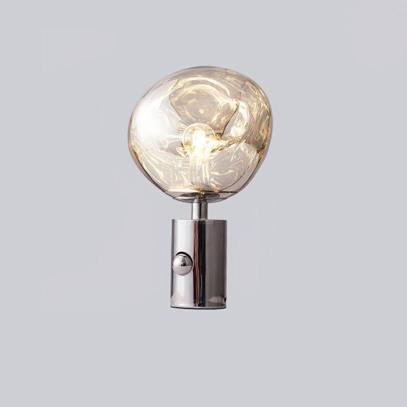 Modern Irregular Glass Lava Table Lamp with Reflective Chrome Finish for Home Decor
