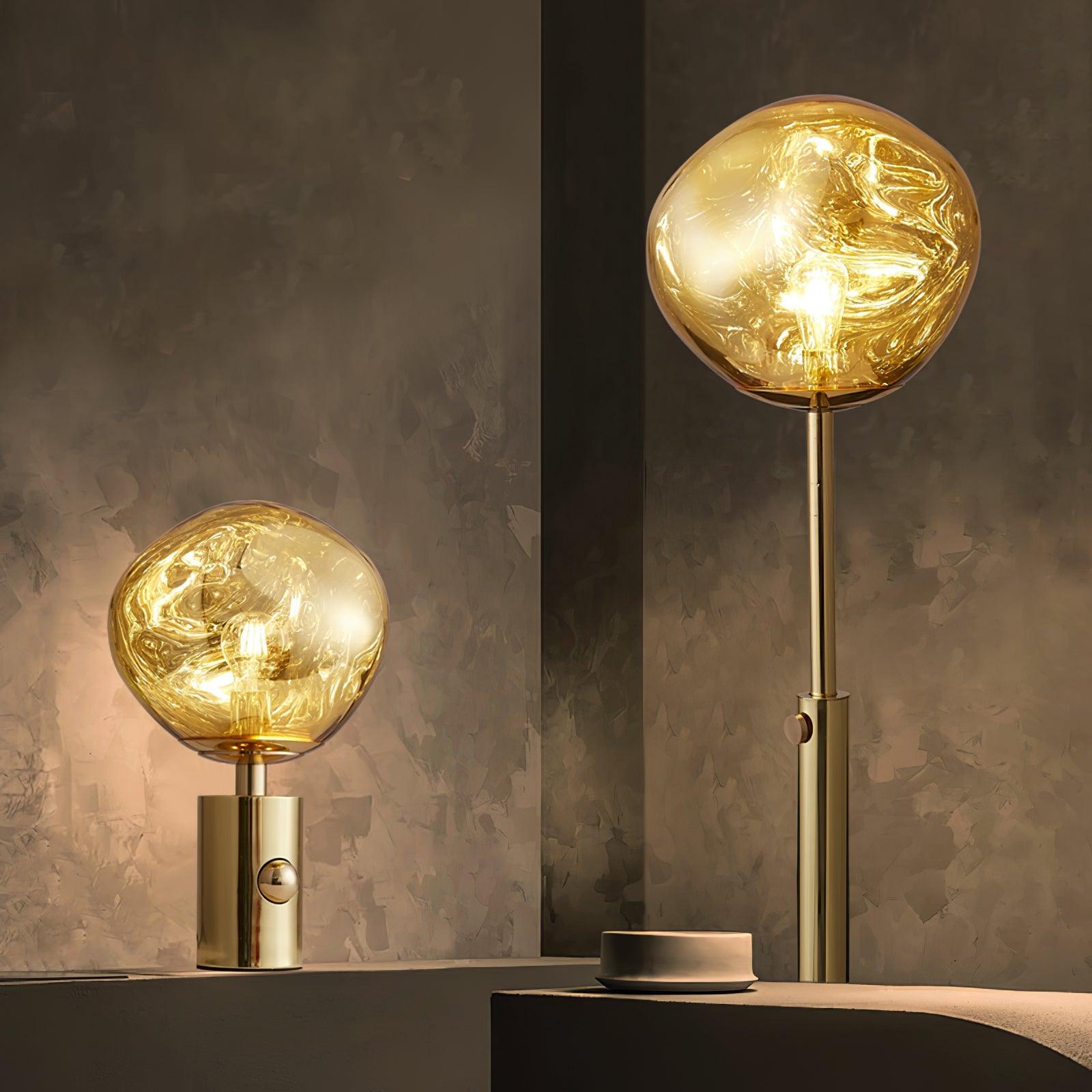 Modern Irregular Glass Lava Table Lamp with Reflective Chrome Finish for Home Decor