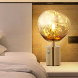 Modern Irregular Glass Lava Table Lamp with Reflective Chrome Finish for Home Decor