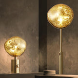 Modern Irregular Glass Lava Table Lamp with Reflective Chrome Finish for Home Decor