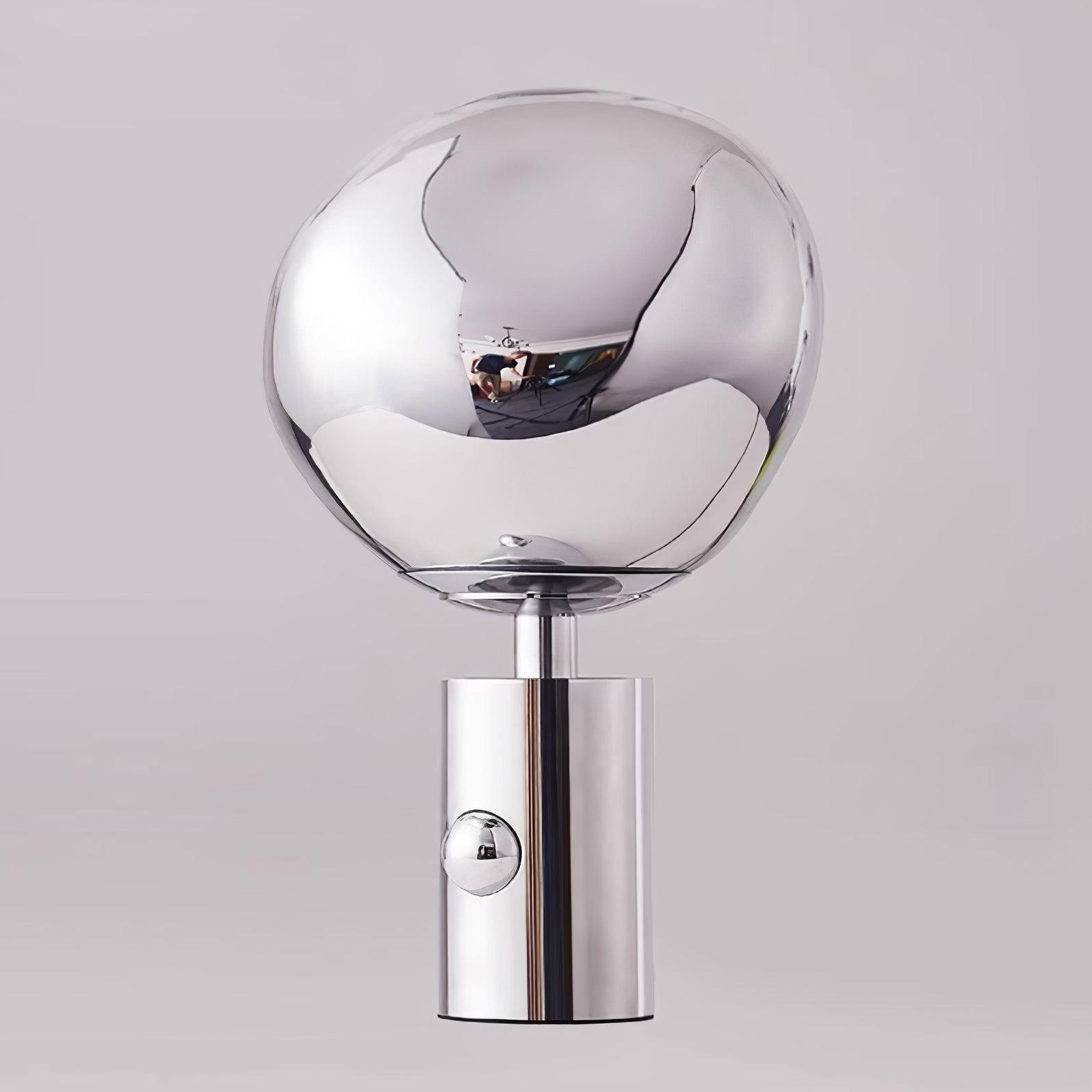 Modern Irregular Glass Lava Table Lamp with Reflective Chrome Finish for Home Decor