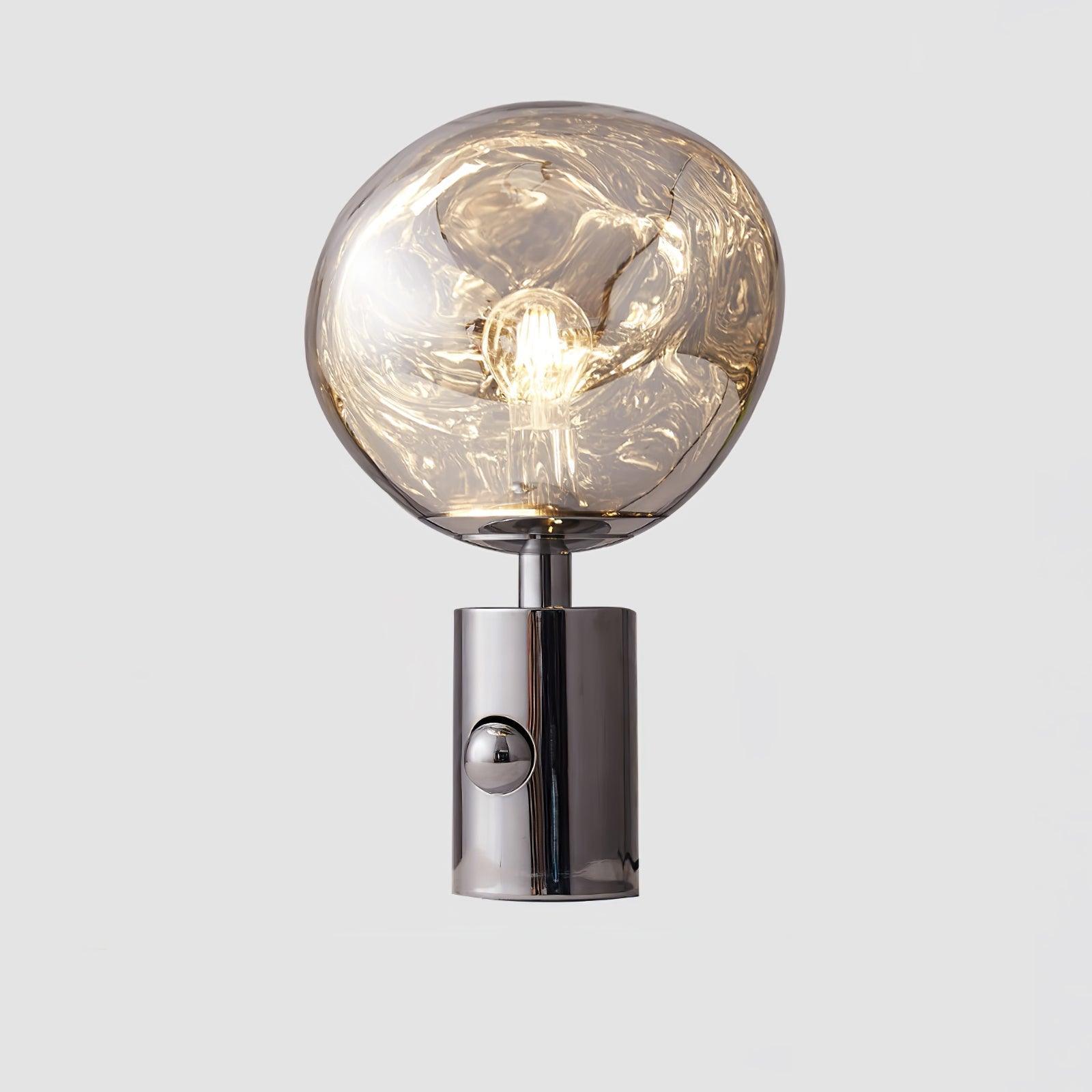 Modern Irregular Glass Lava Table Lamp with Reflective Chrome Finish for Home Decor