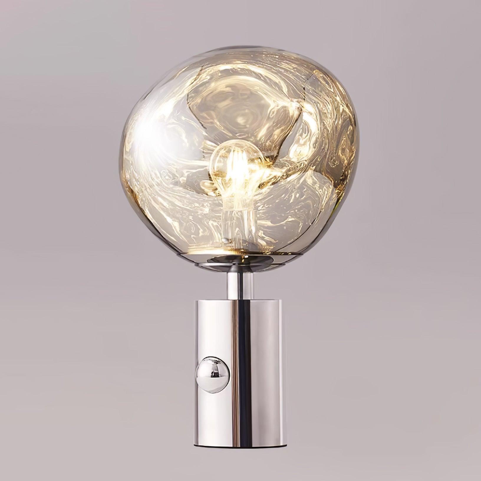 Modern Irregular Glass Lava Table Lamp with Reflective Chrome Finish for Home Decor