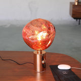 Modern Irregular Glass Lava Table Lamp with Reflective Chrome Finish for Home Decor