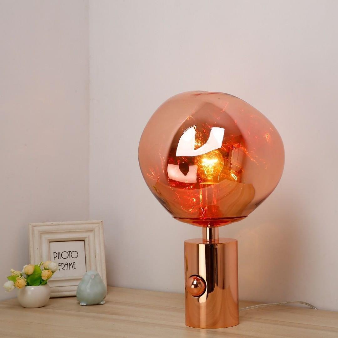 Modern Irregular Glass Lava Table Lamp with Reflective Chrome Finish for Home Decor