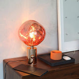 Modern Irregular Glass Lava Table Lamp with Reflective Chrome Finish for Home Decor