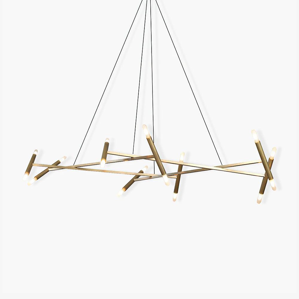 Modern Brass Diamond Shape Chandelier LED Ceiling Pendant Lighting for Dining Room