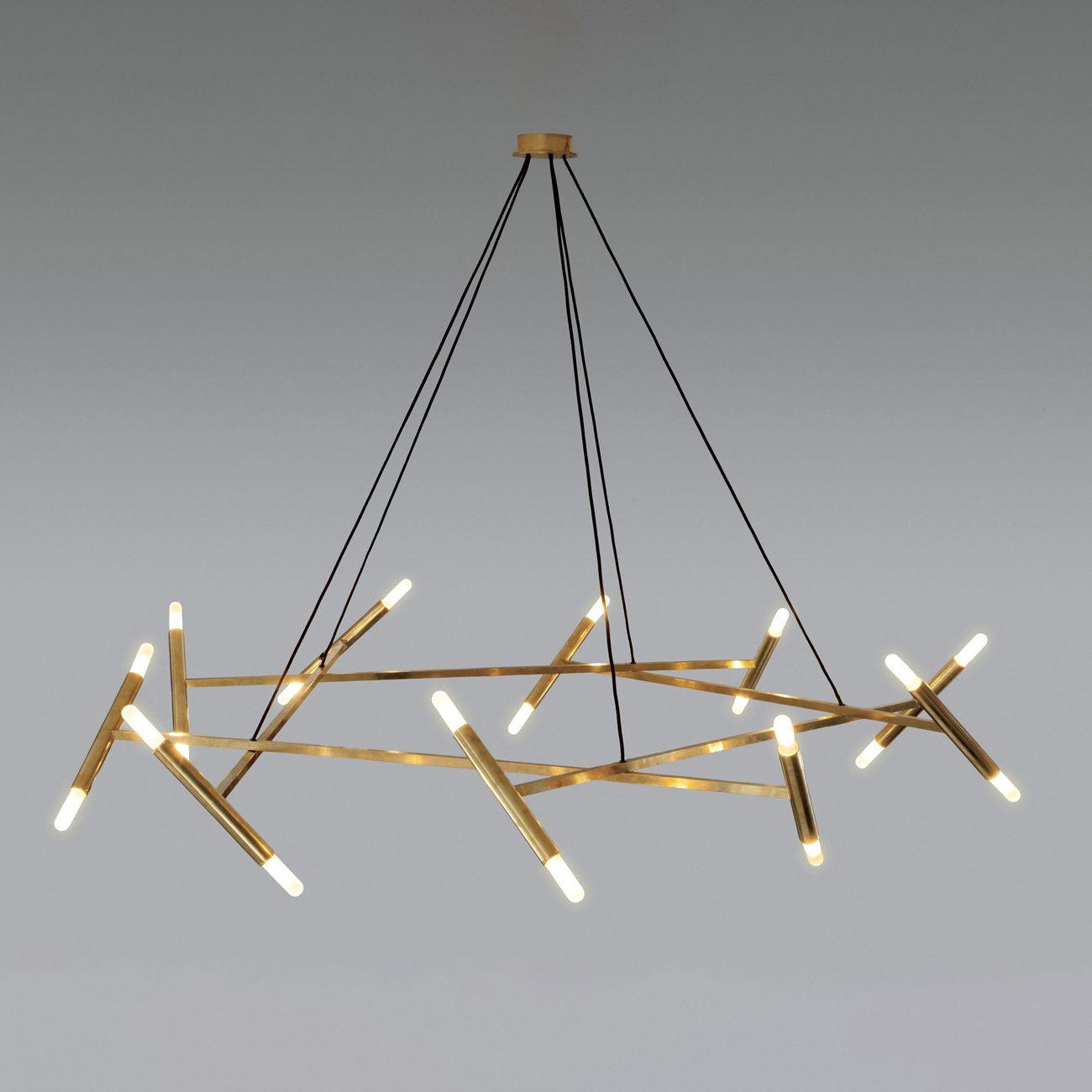 Modern Brass Diamond Shape Chandelier LED Ceiling Pendant Lighting for Dining Room