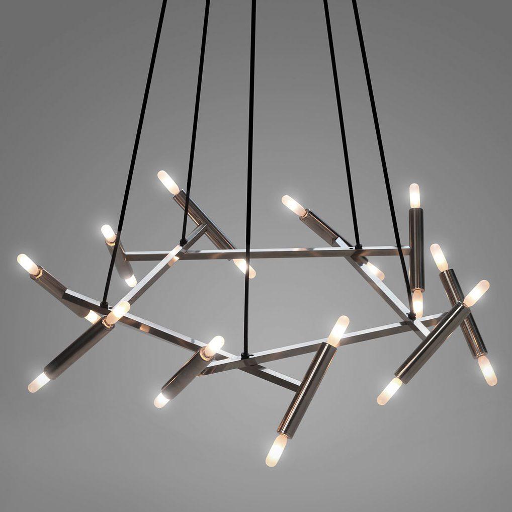 Modern Brass Diamond Shape Chandelier LED Ceiling Pendant Lighting for Dining Room