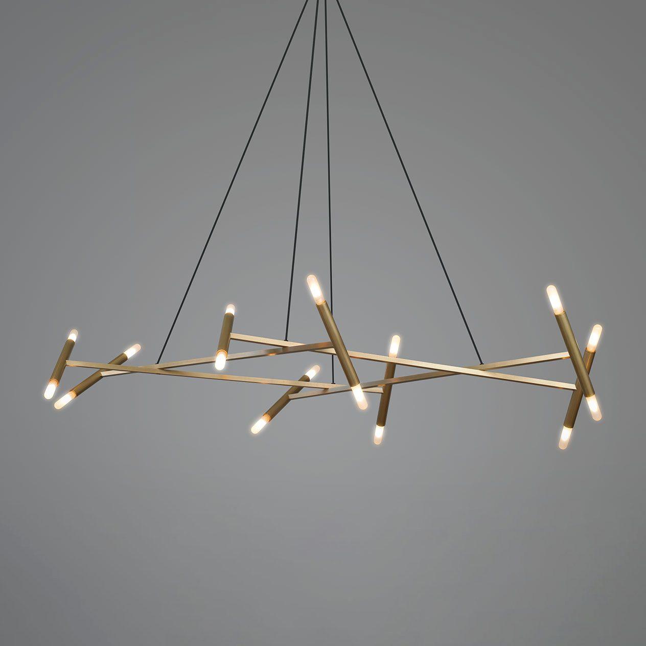 Modern Brass Diamond Shape Chandelier LED Ceiling Pendant Lighting for Dining Room
